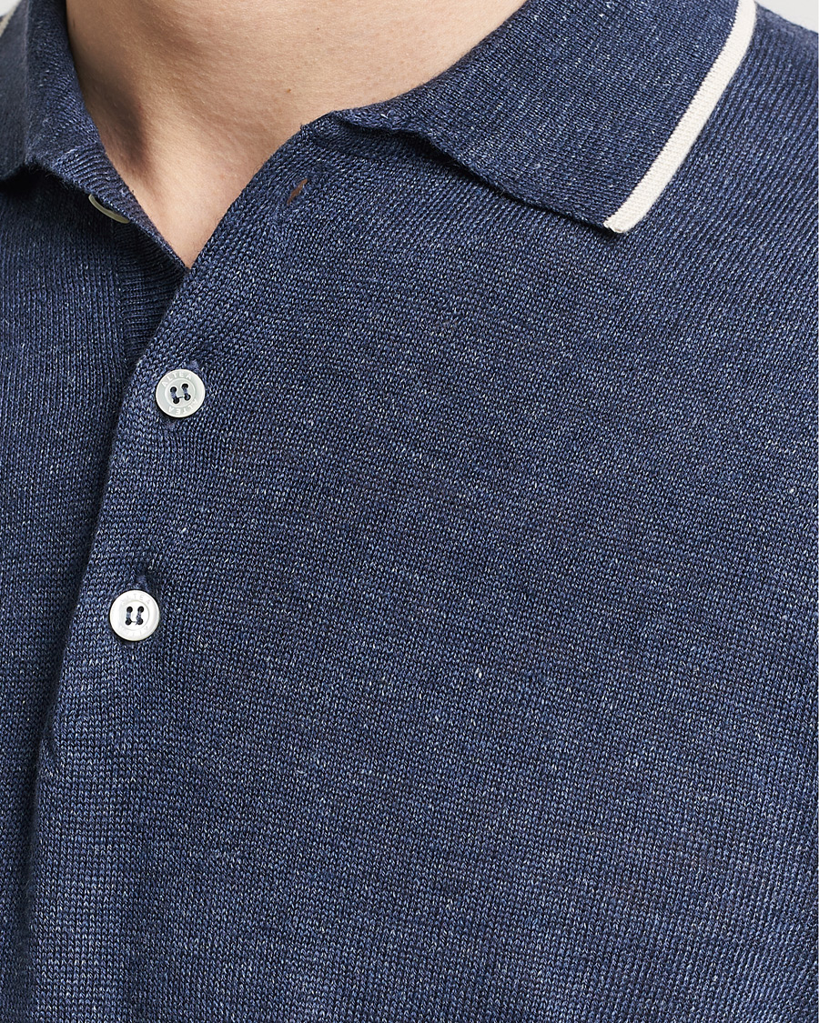 Mies | Pikeet | Altea | Linen/Cashmere Contrast Polo Navy
