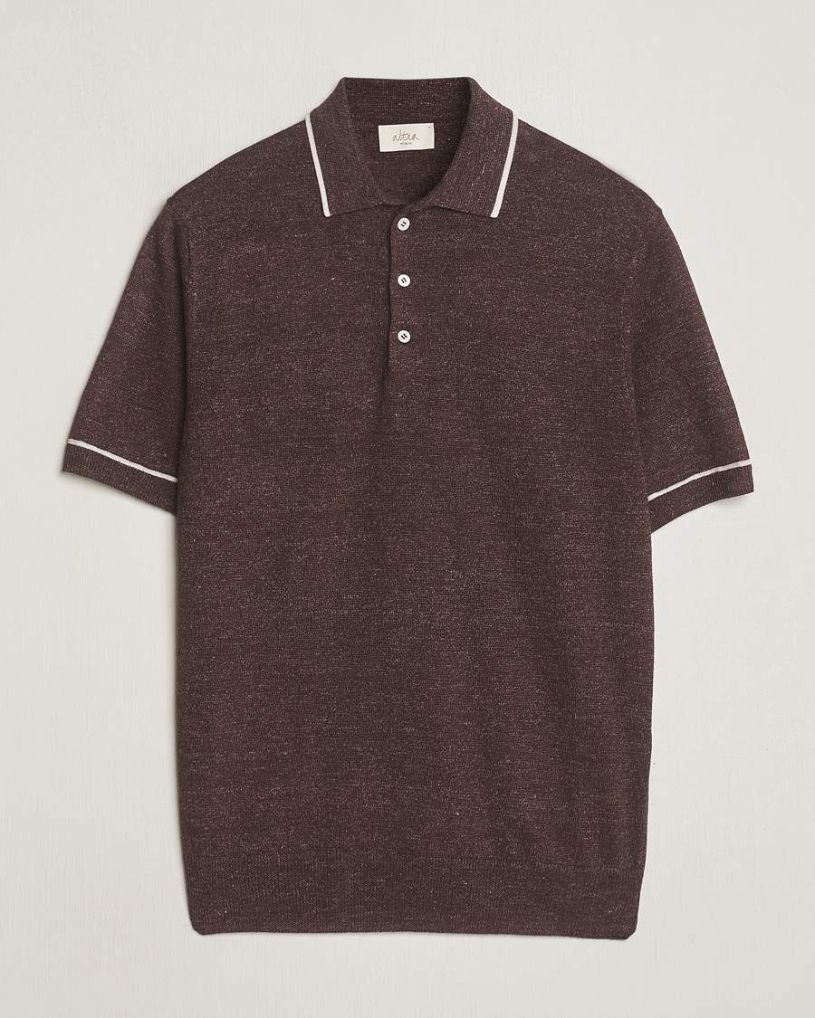 Mies | Pikeet | Altea | Linen/Cashmere Contrast Polo Dark Brown