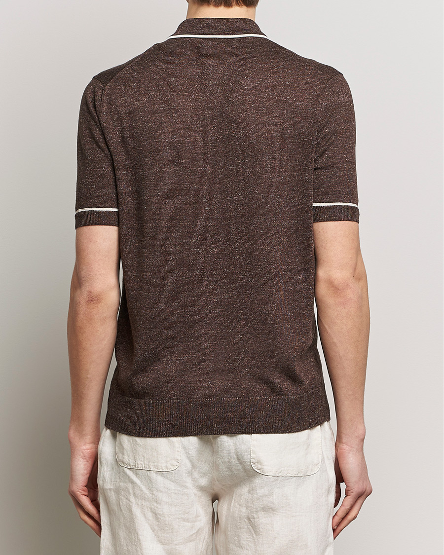 Mies | Pikeet | Altea | Linen/Cashmere Contrast Polo Dark Brown