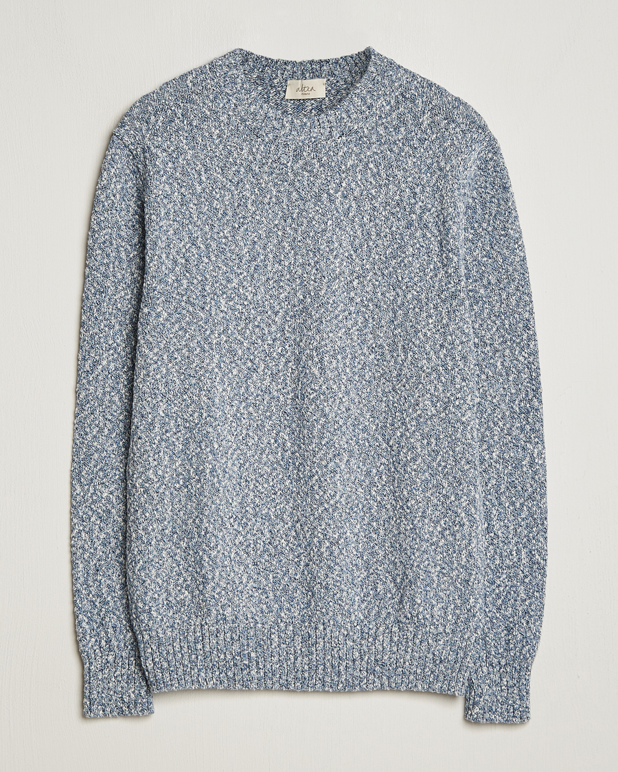 Mies | Puserot | Altea | Cotton Mouline Crew Neck Pullover Blue Melange