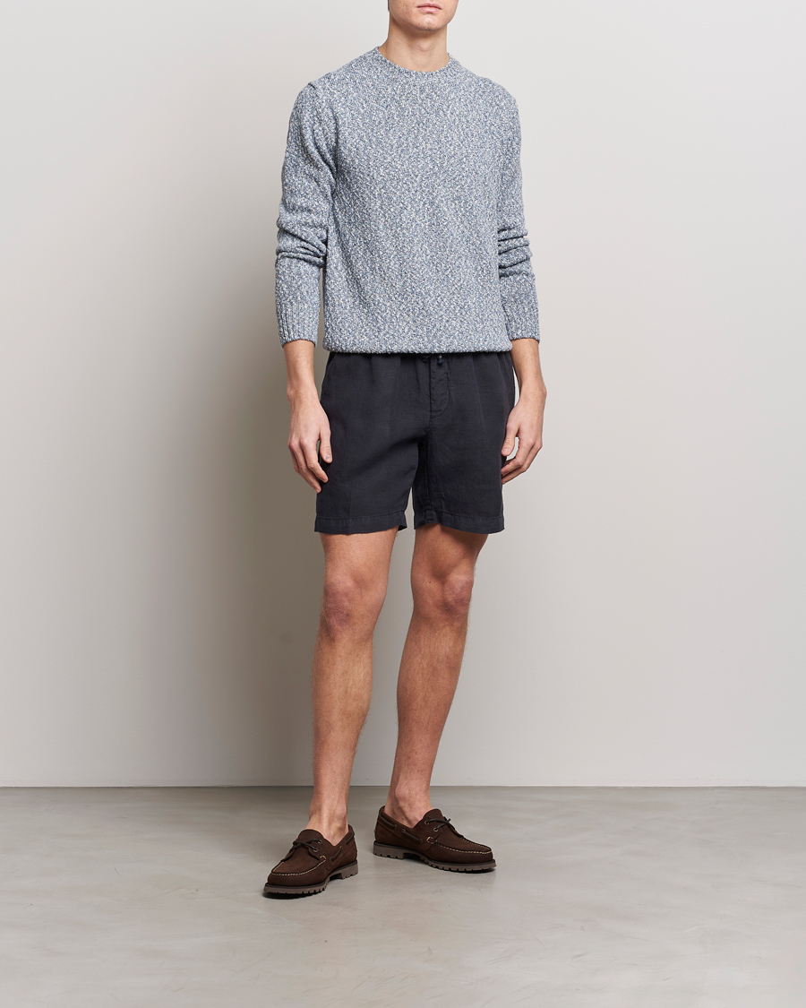 Mies | Puserot | Altea | Cotton Mouline Crew Neck Pullover Blue Melange