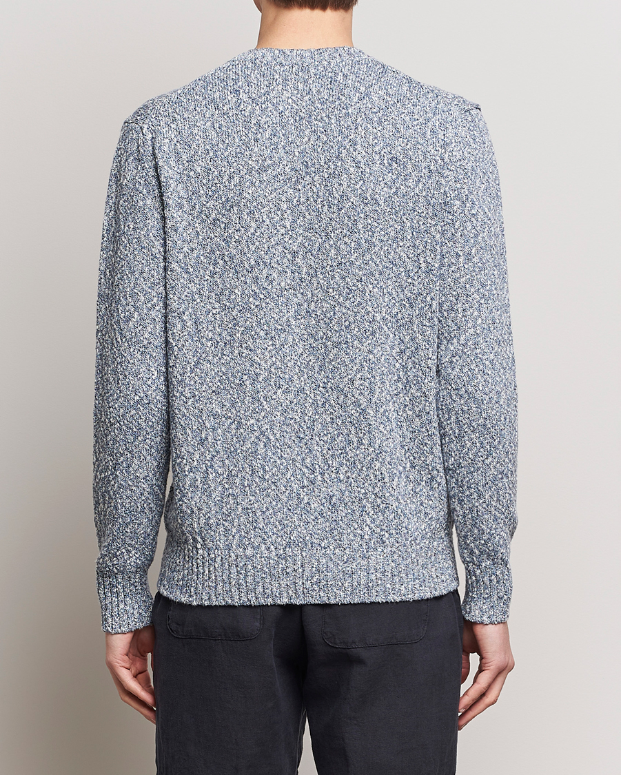 Mies | Puserot | Altea | Cotton Mouline Crew Neck Pullover Blue Melange