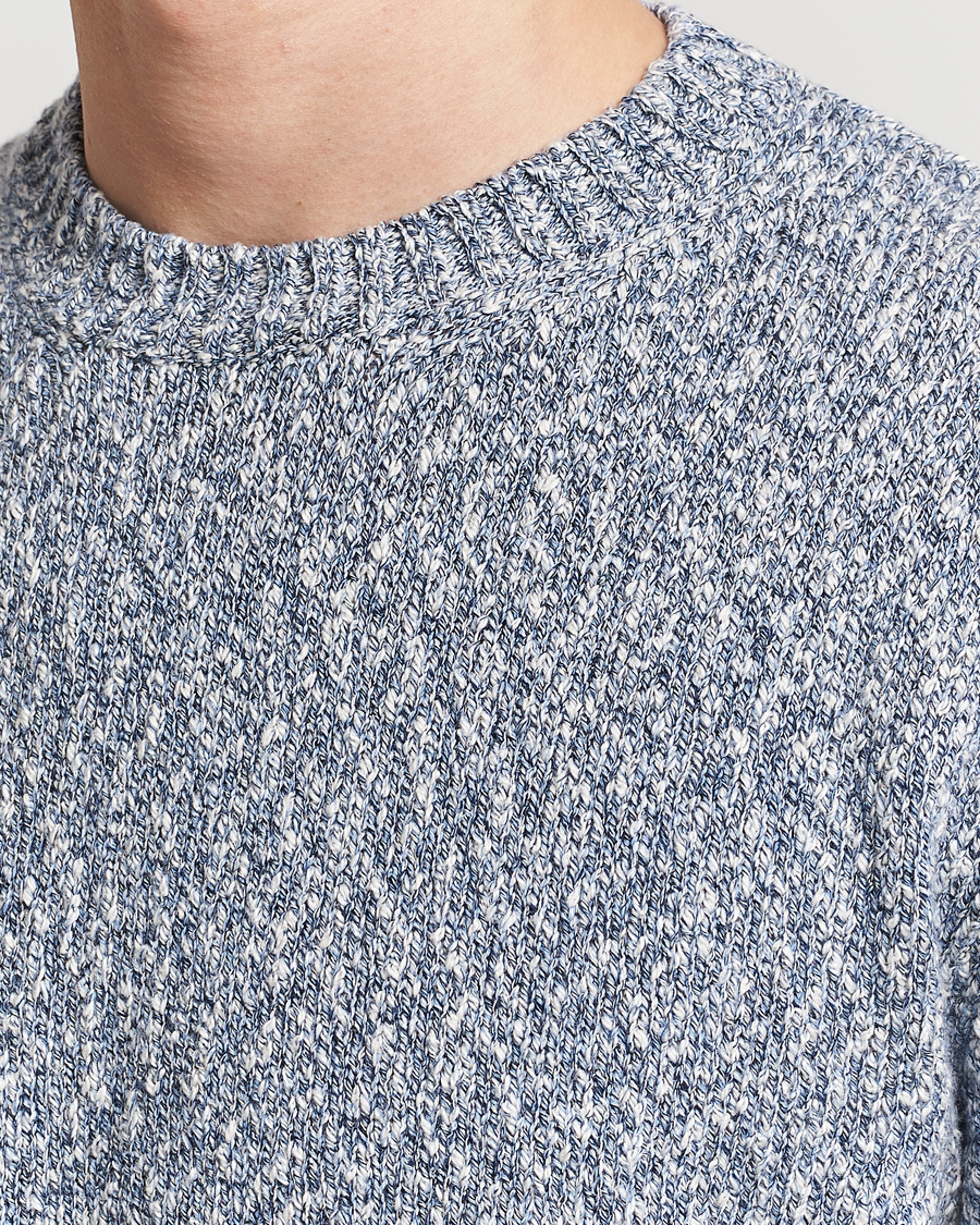 Mies | Puserot | Altea | Cotton Mouline Crew Neck Pullover Blue Melange