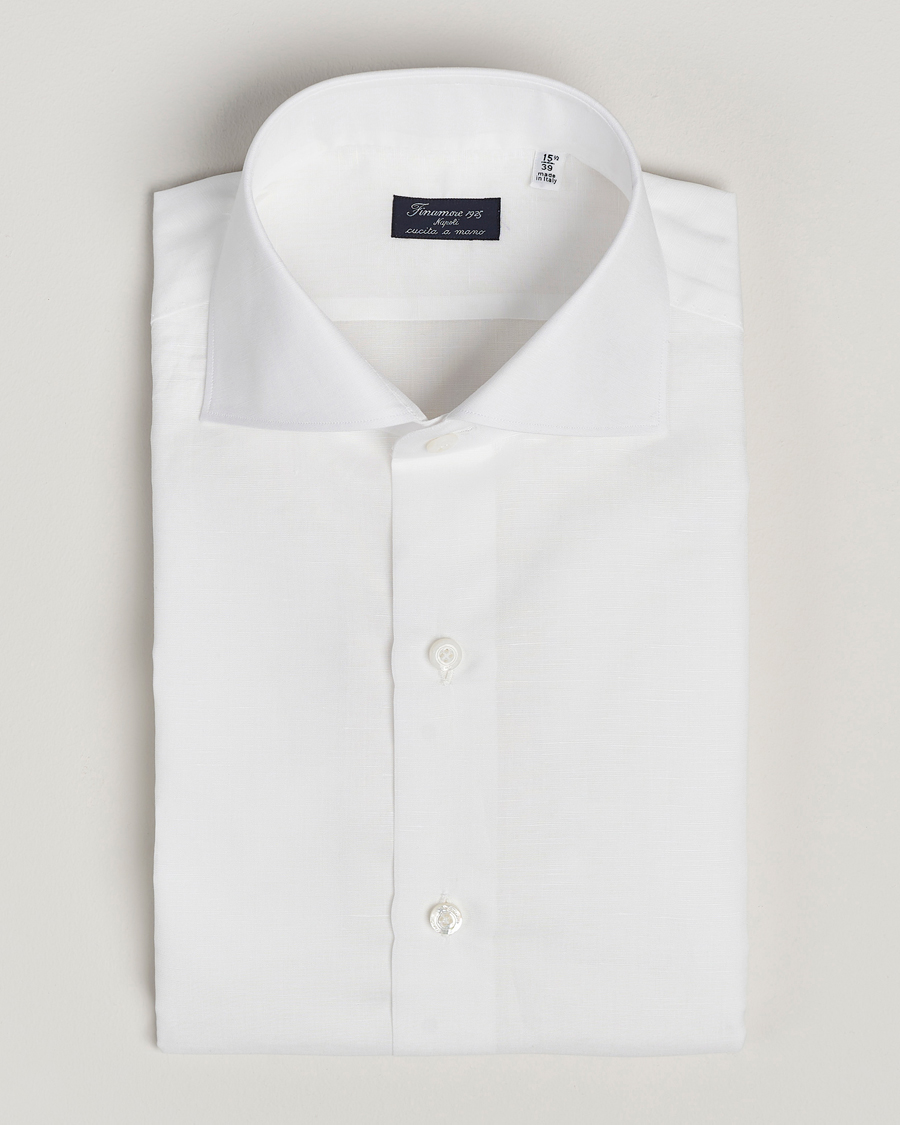 Mies | Kauluspaidat | Finamore Napoli | Milano Slim Linen Dress Shirt White