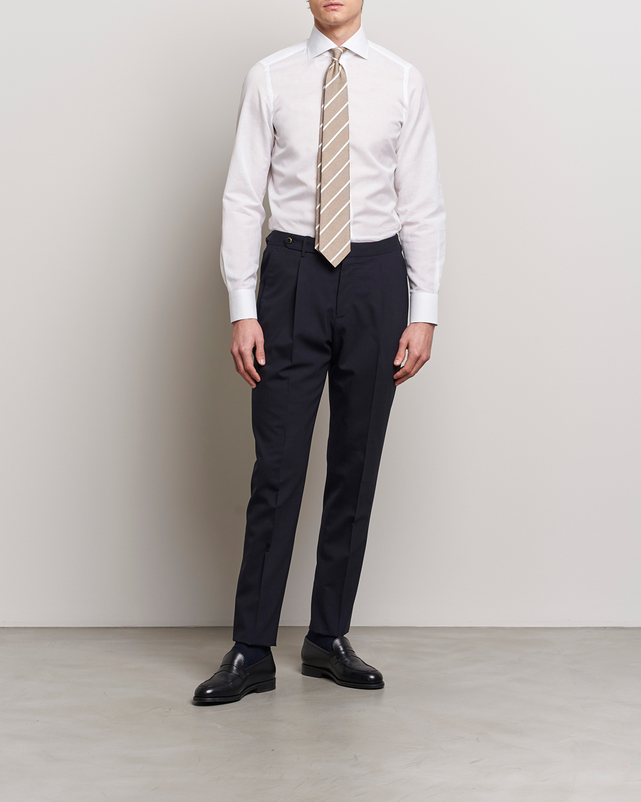 Mies | Italian Department | Finamore Napoli | Milano Slim Linen Dress Shirt White
