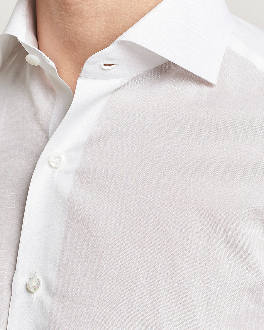 Mies | Kauluspaidat | Finamore Napoli | Milano Slim Linen Dress Shirt White