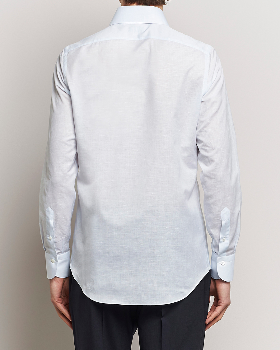 Mies | Kauluspaidat | Finamore Napoli | Milano Slim Linen Dress Shirt Light Blue