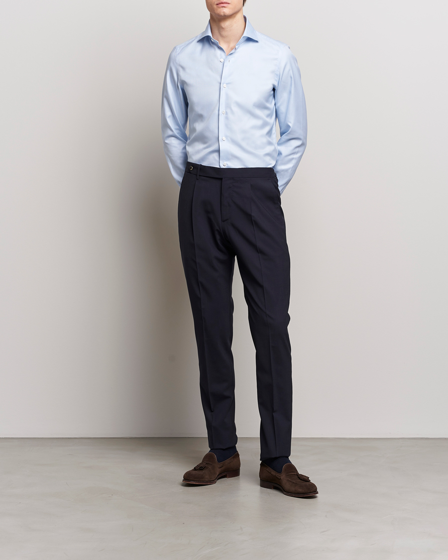 Mies |  | Finamore Napoli | Milano Slim Royal Oxford Shirt Light Blue