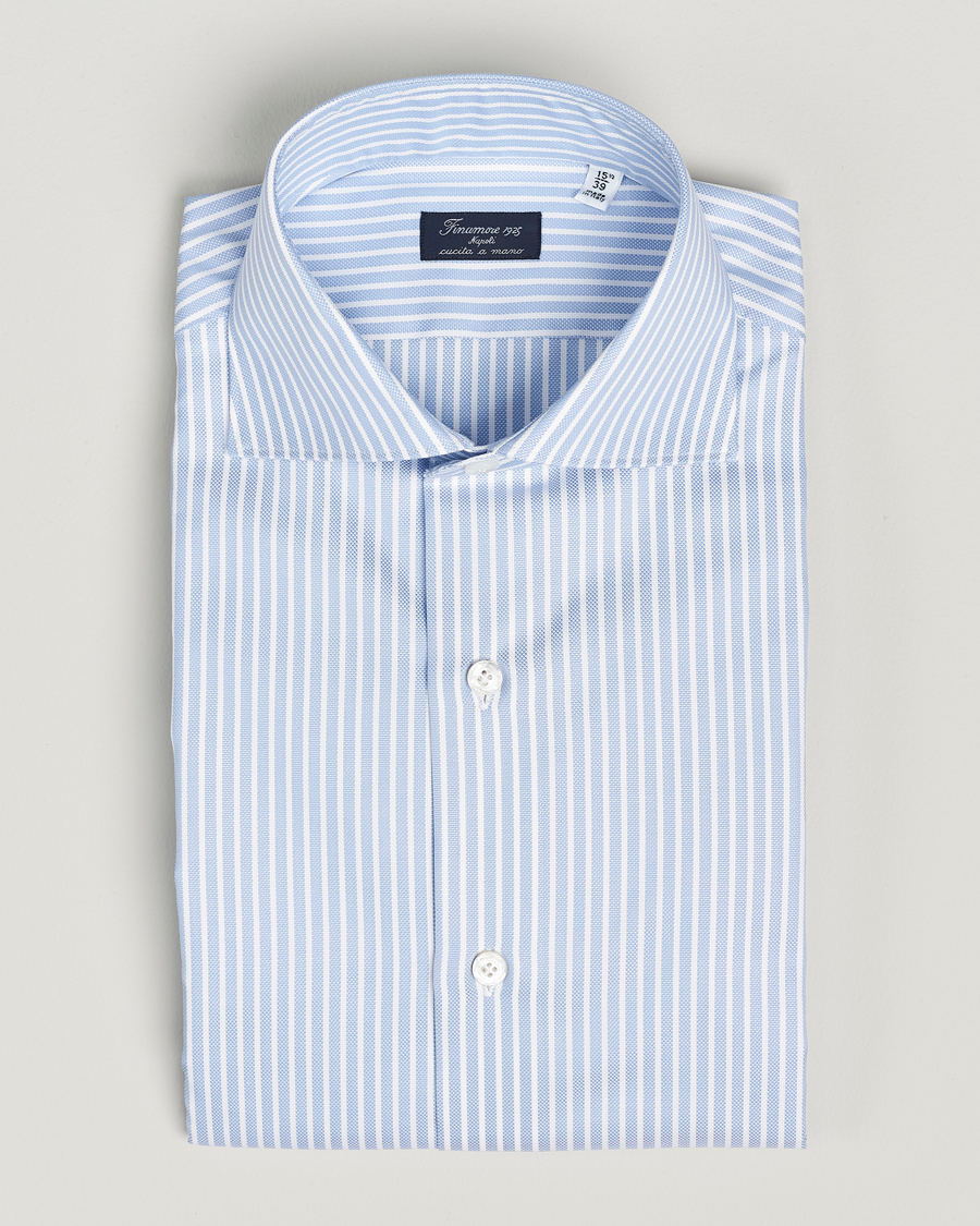 Mies | Kauluspaidat | Finamore Napoli | Milano Slim Royal Oxford Shirt Blue Stripe
