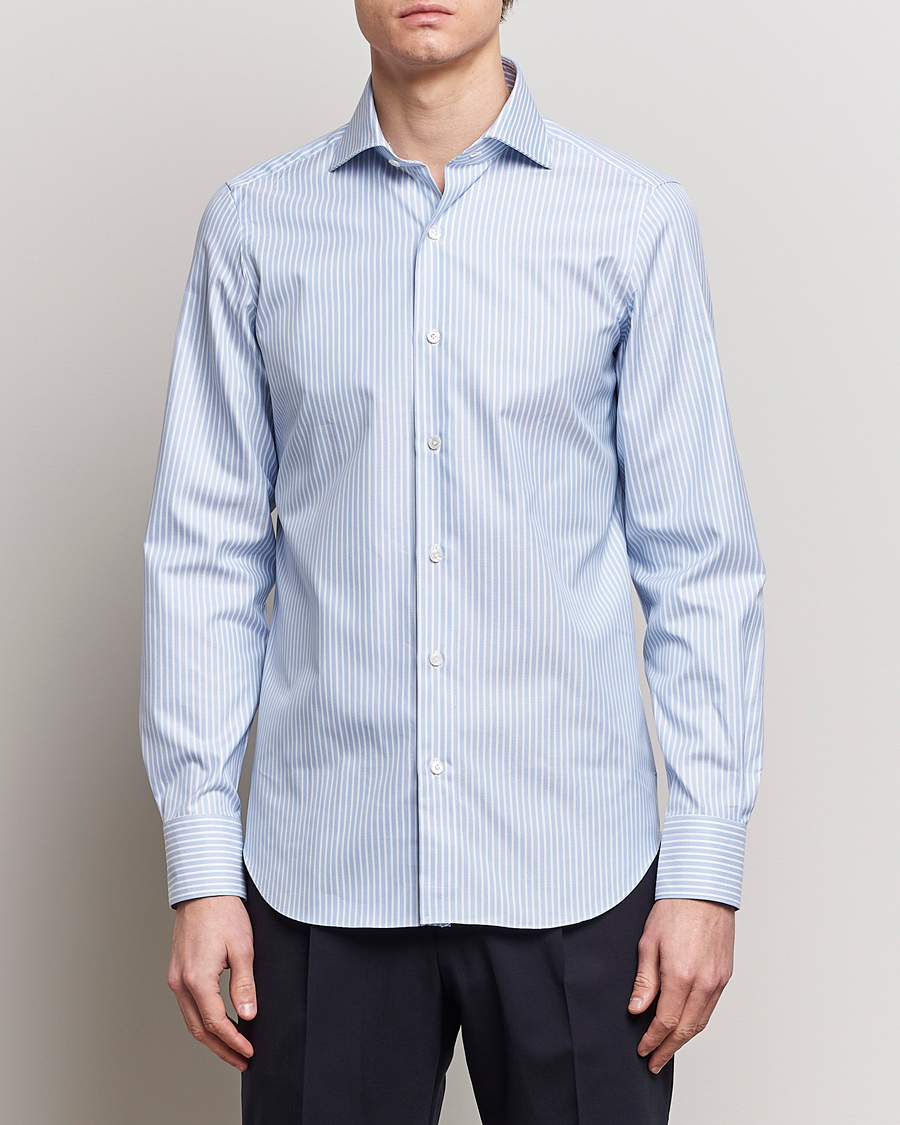 Mies | Kauluspaidat | Finamore Napoli | Milano Slim Royal Oxford Shirt Blue Stripe