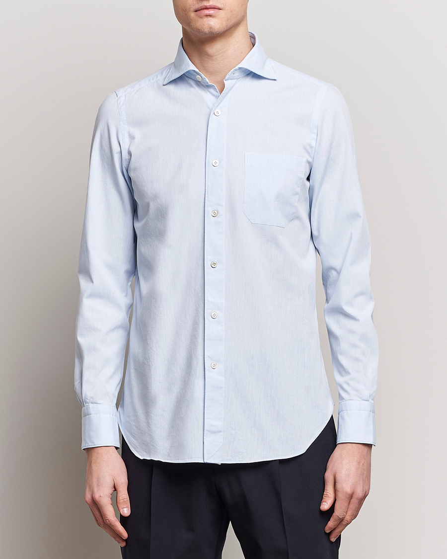Mies |  | Finamore Napoli | Gaeta Chambray Shirt Light Blue