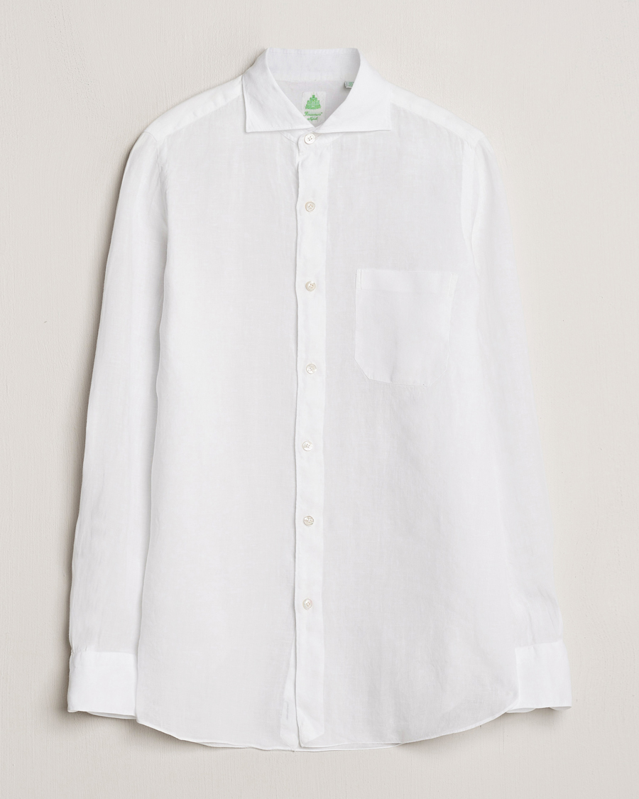 Mies | Kauluspaidat | Finamore Napoli | Gaeta Linen Pocket Shirt White