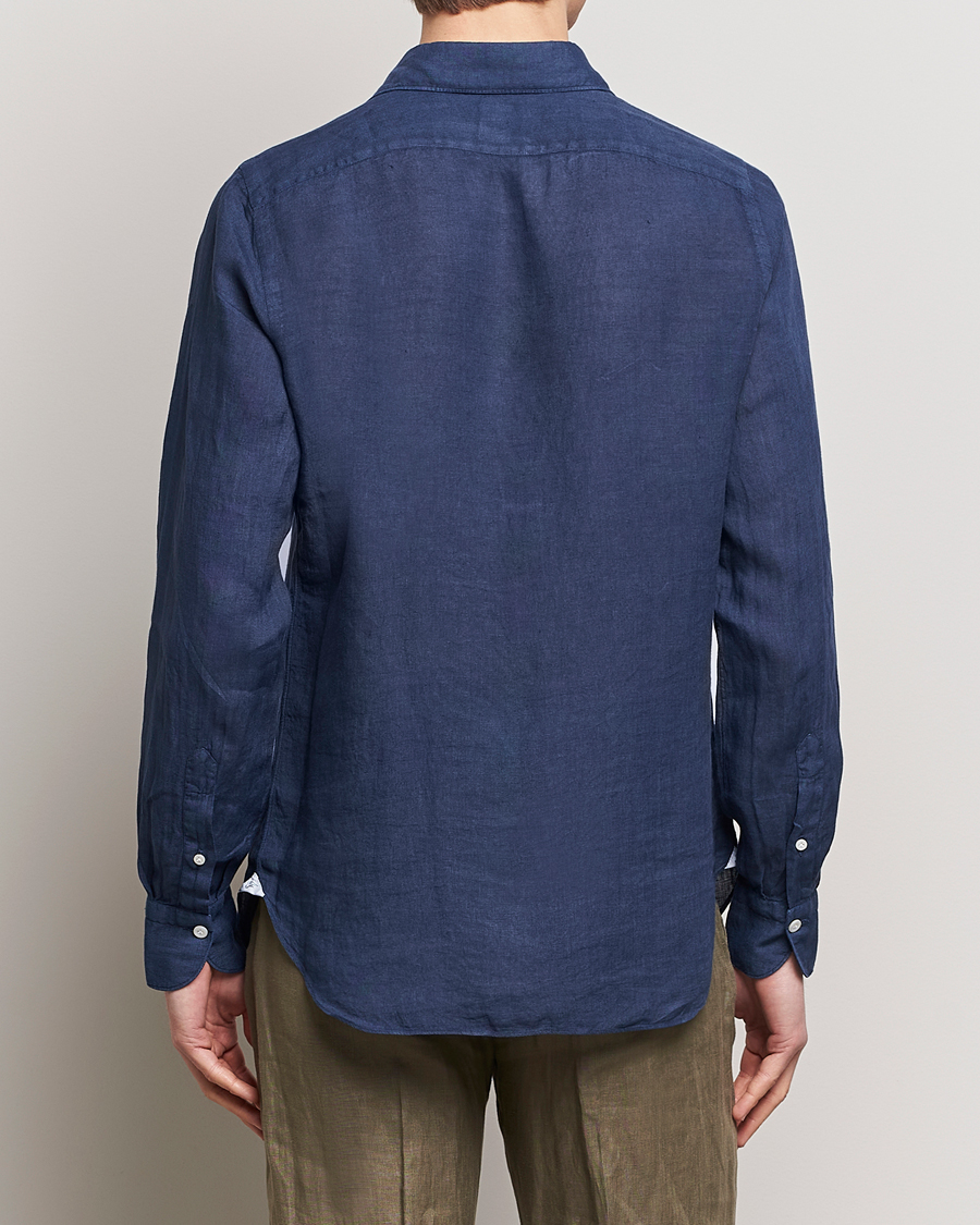 Mies | Kauluspaidat | Finamore Napoli | Gaeta Linen Pocket Shirt Navy