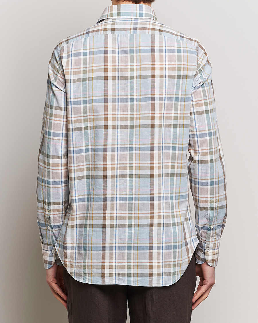 Mies | Kauluspaidat | Finamore Napoli | Gaeta Cotton/Linen Pocket Shirt Beige Check