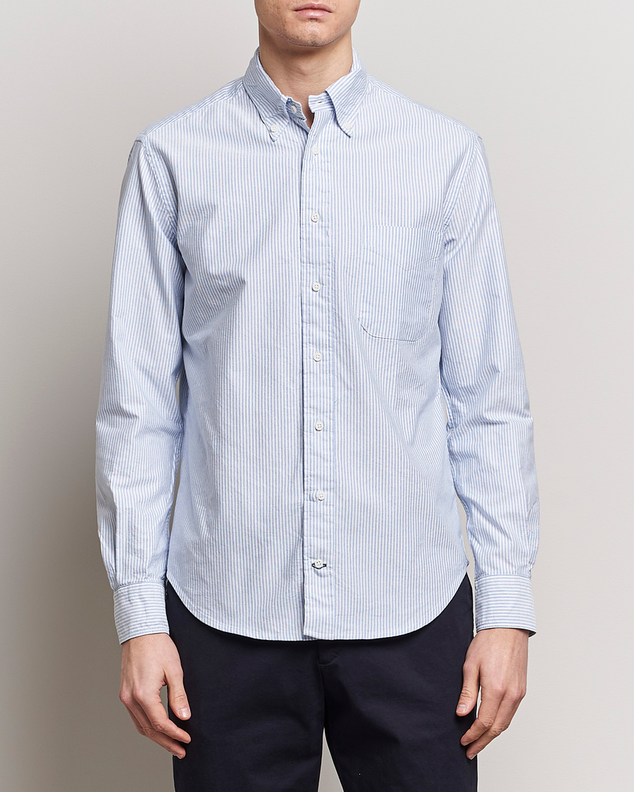 Mies | Rennot | Gitman Vintage | Button Down Oxford Shirt Blue Stripe