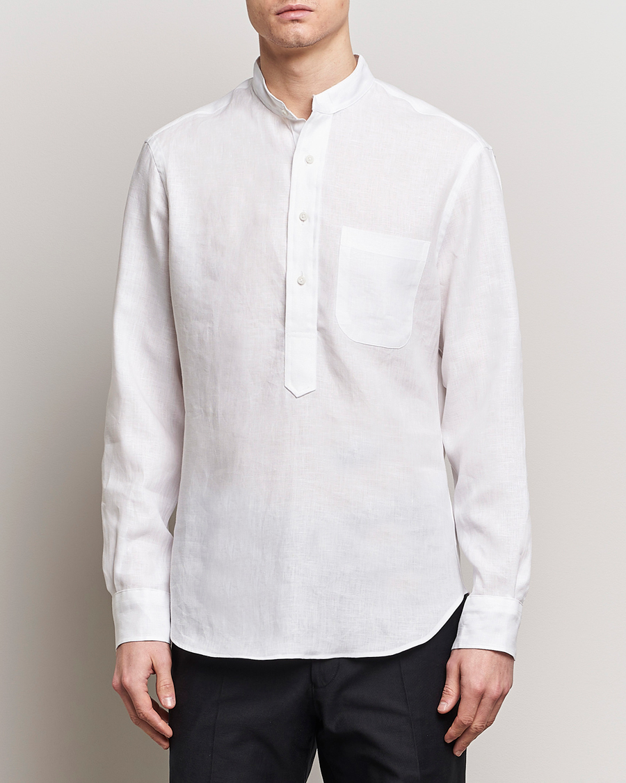 Mies | Pellavapaidat | Gitman Vintage | Linen Popover Shirt White