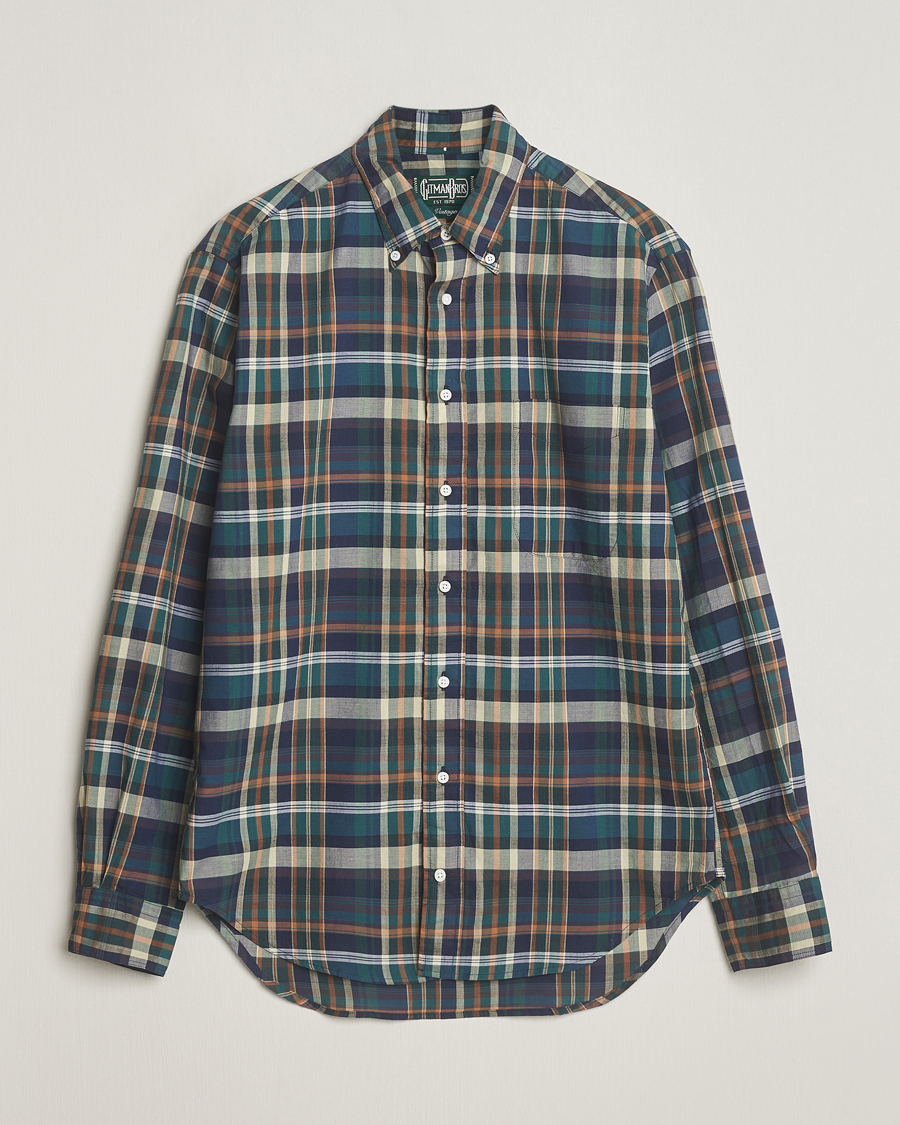 Mies | Kauluspaidat | Gitman Vintage | Button Down Madras Shirt Green Check