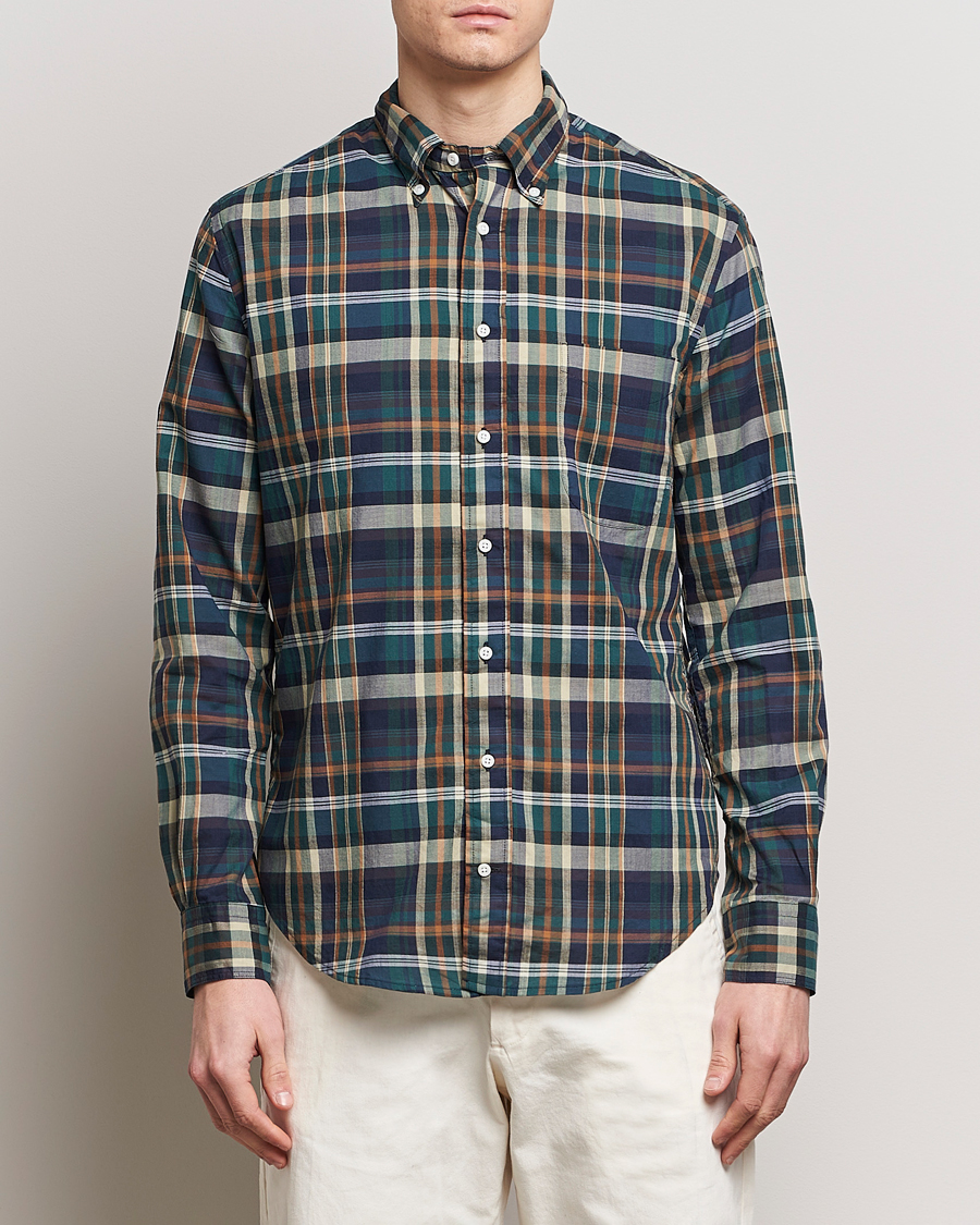 Mies | Kauluspaidat | Gitman Vintage | Button Down Madras Shirt Green Check