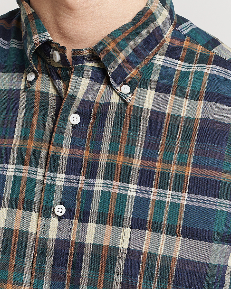 Mies | Kauluspaidat | Gitman Vintage | Button Down Madras Shirt Green Check