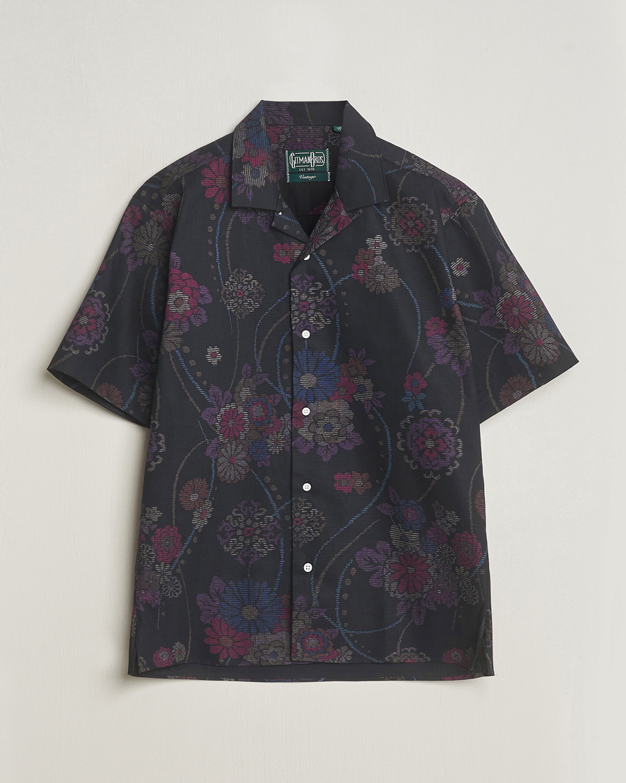 Mies | Kauluspaidat | Gitman Vintage | Japanese Floral Jacquard Camp Shirt Black