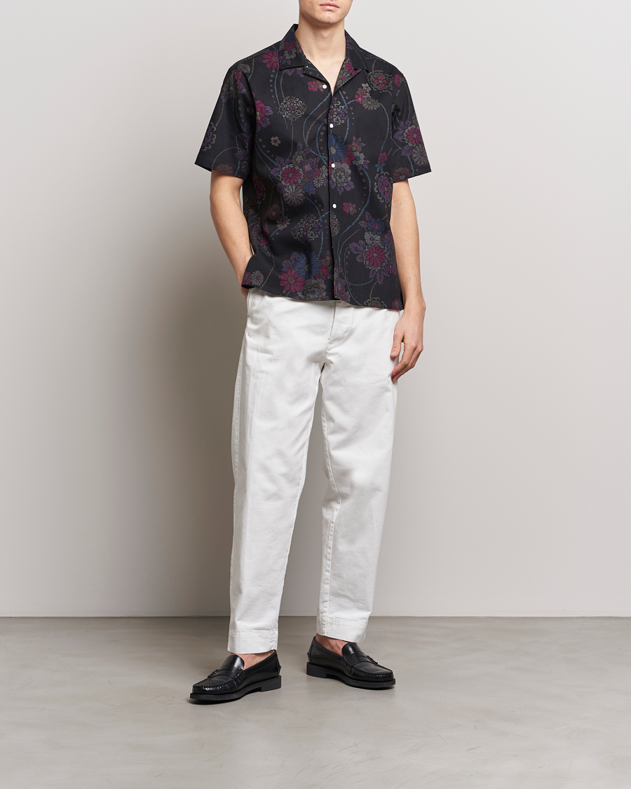 Mies | Kauluspaidat | Gitman Vintage | Japanese Floral Jacquard Camp Shirt Black