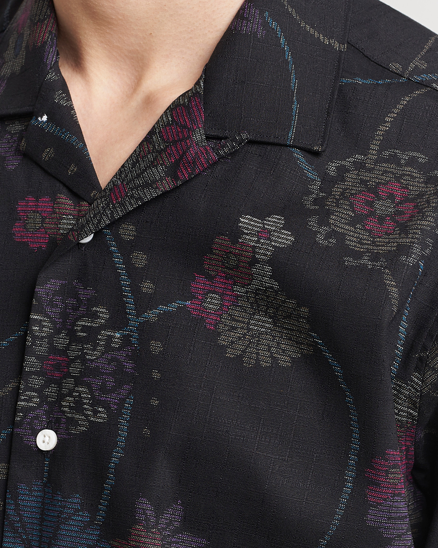 Mies | Kauluspaidat | Gitman Vintage | Japanese Floral Jacquard Camp Shirt Black