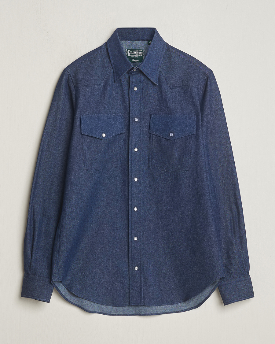 Mies | Kauluspaidat | Gitman Vintage | Denim Western Shirt Dark Indigo