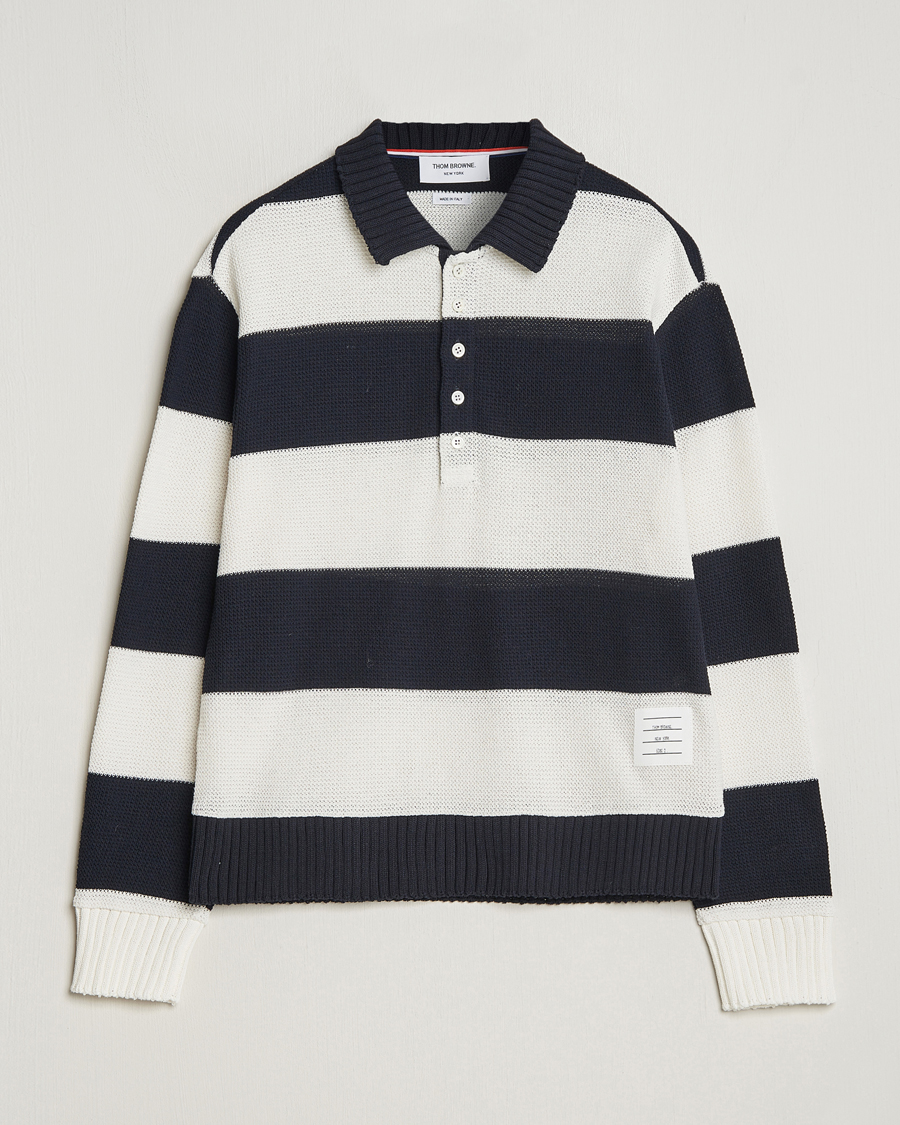 Mies | Puserot | Thom Browne | Long Sleeve Rugby White/Navy
