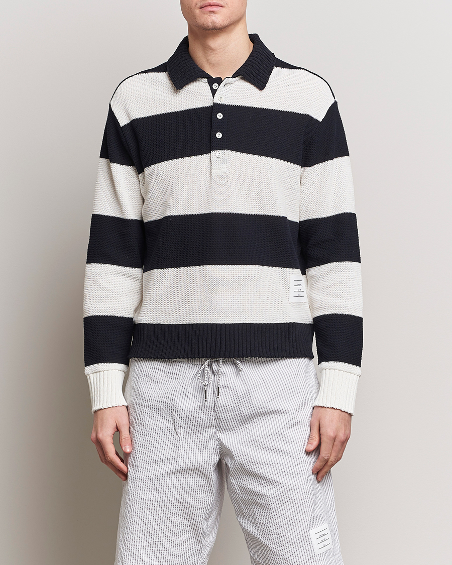Mies | Puserot | Thom Browne | Long Sleeve Rugby White/Navy