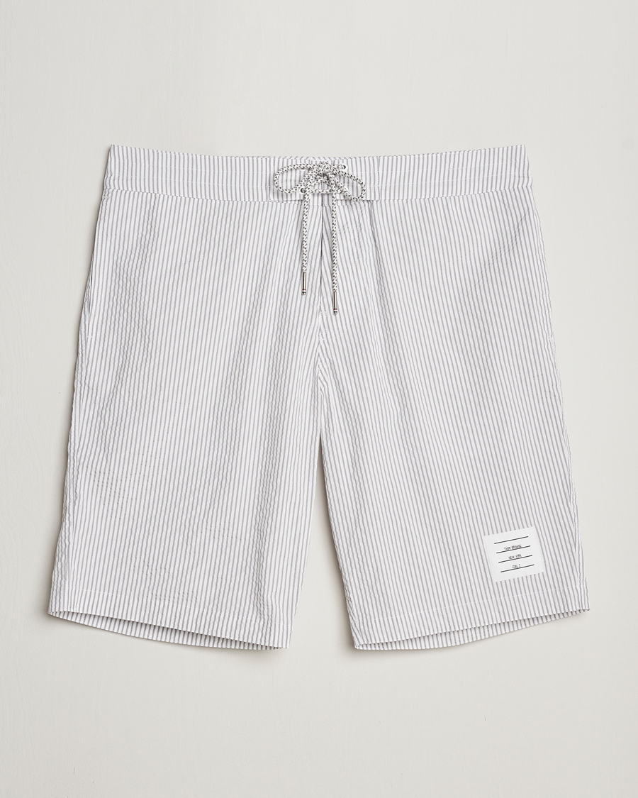 Mies | Shortsit | Thom Browne | Seersucker Drawstring Board Shorts Light Grey
