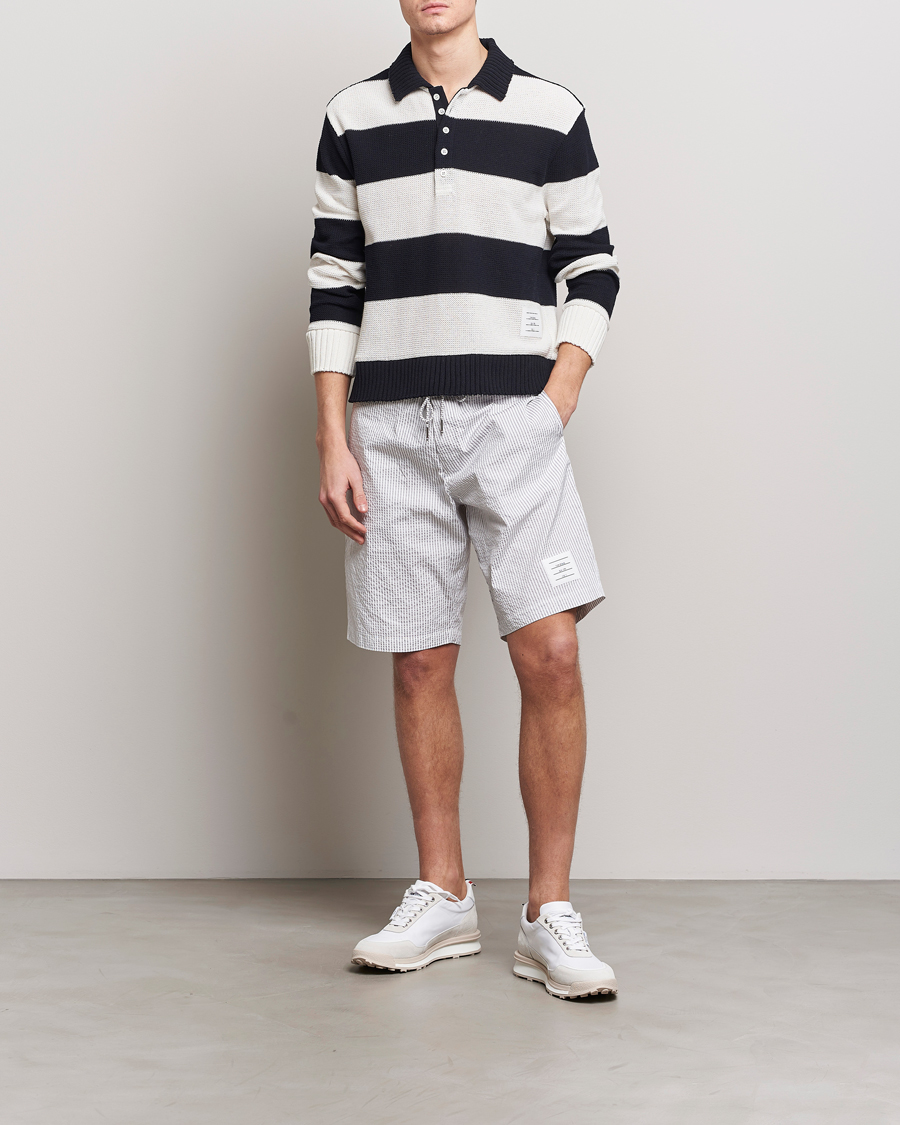 Mies | Shortsit | Thom Browne | Seersucker Drawstring Board Shorts Light Grey