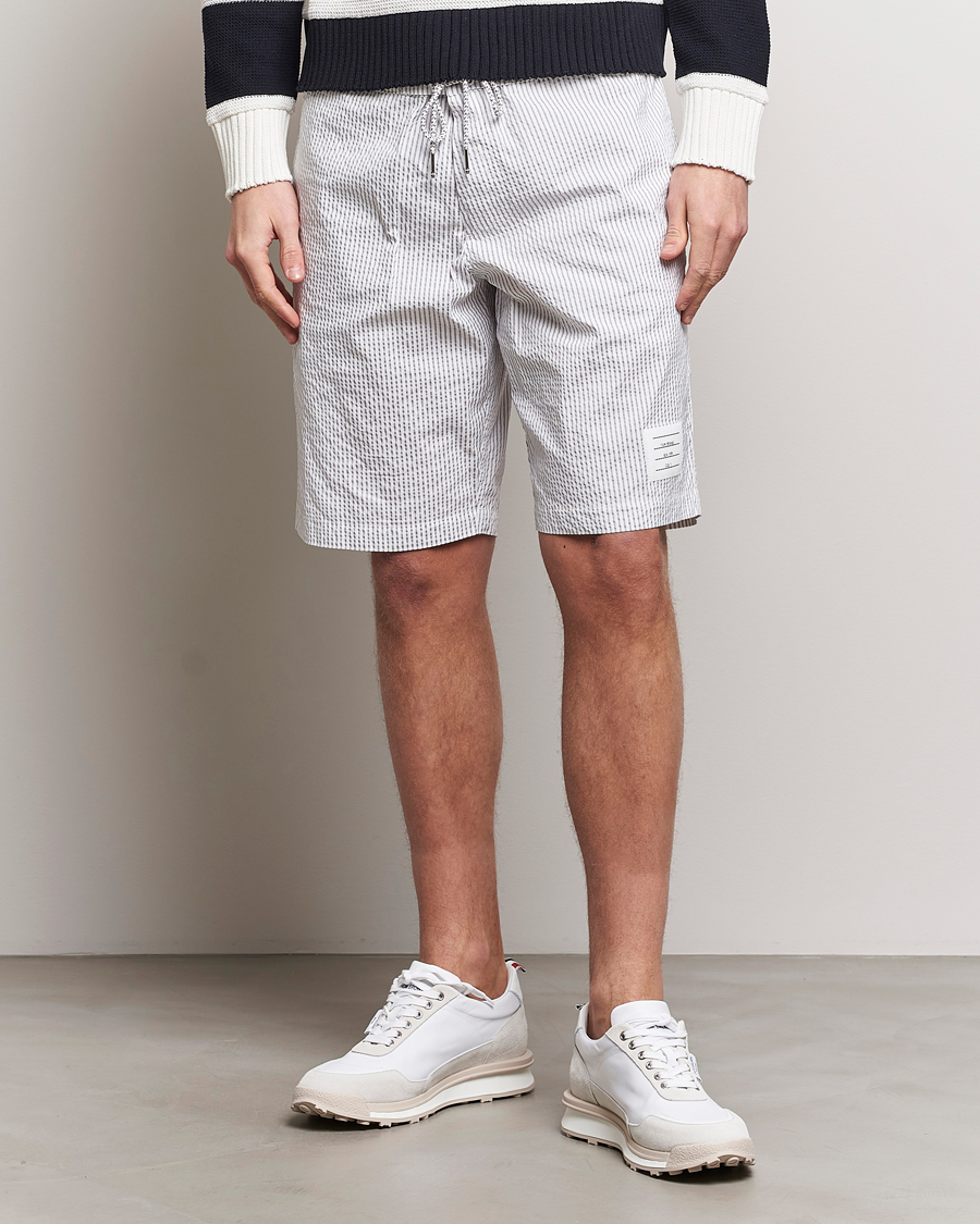 Mies | Shortsit | Thom Browne | Seersucker Drawstring Board Shorts Light Grey