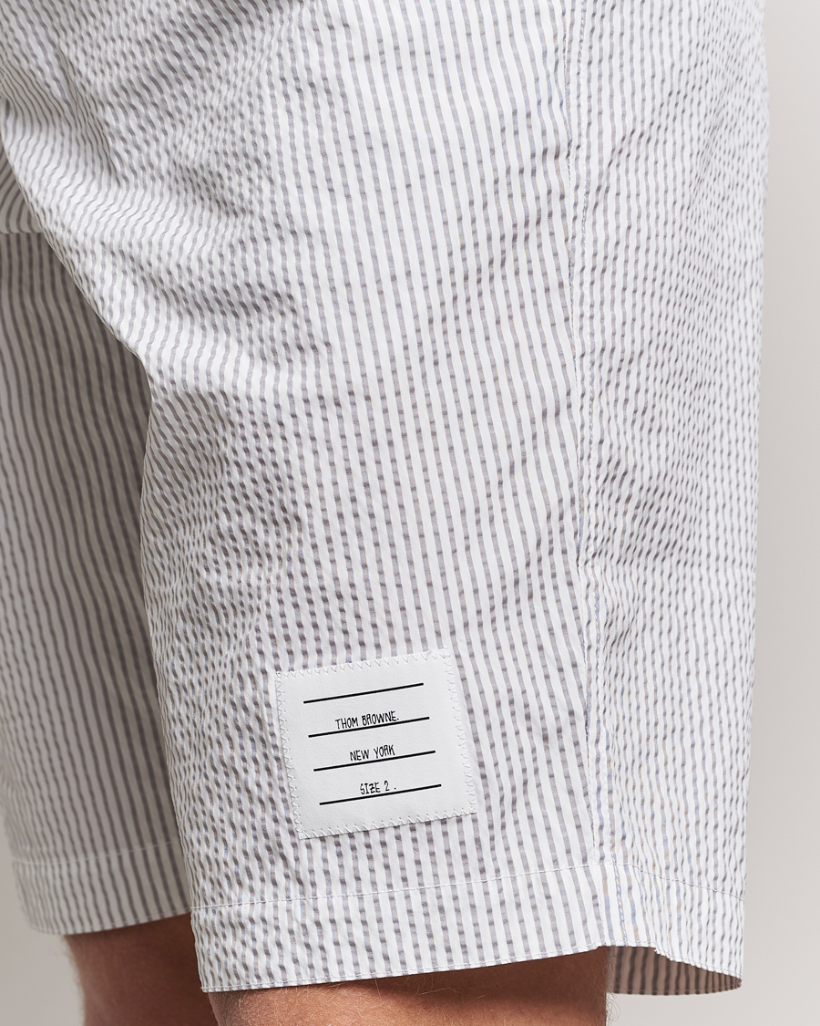 Mies | Shortsit | Thom Browne | Seersucker Drawstring Board Shorts Light Grey