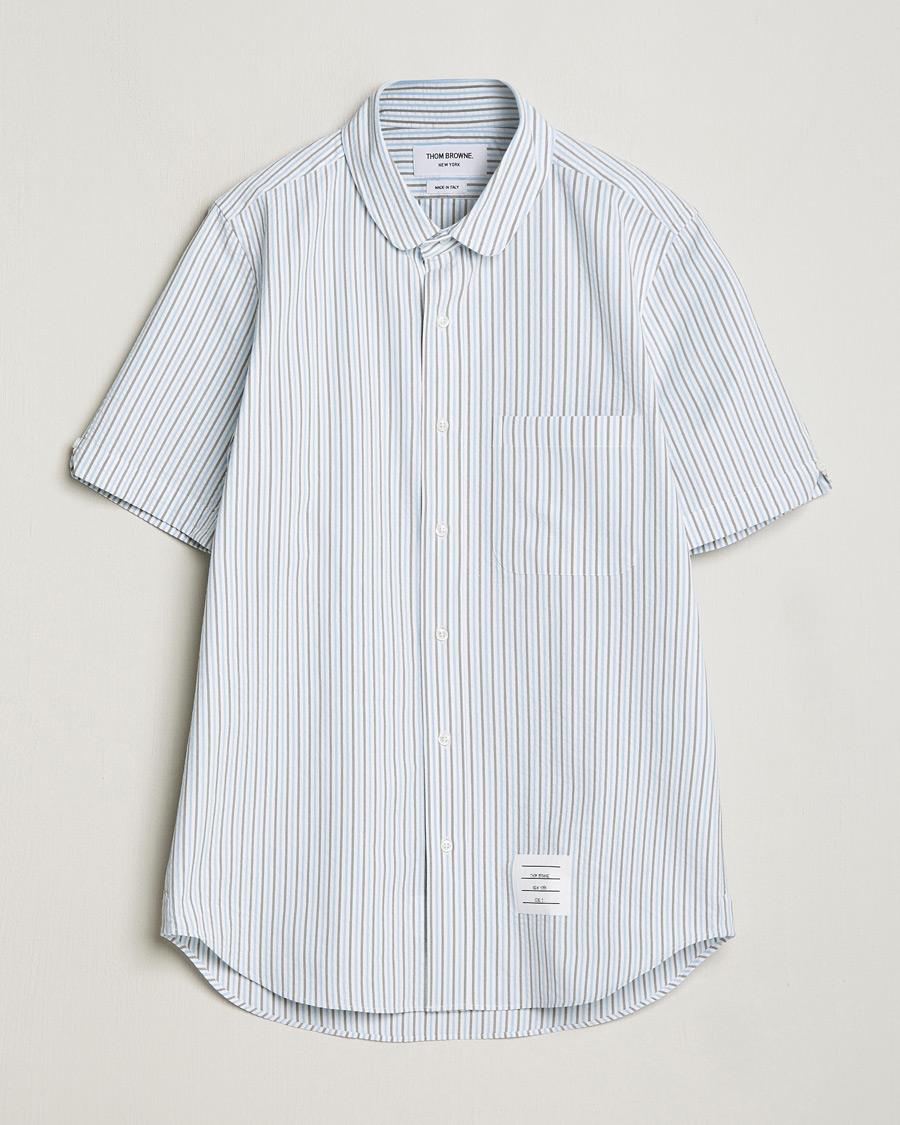 Mies | Kauluspaidat | Thom Browne | Short Sleeve Seersucker Shirt Light Blue