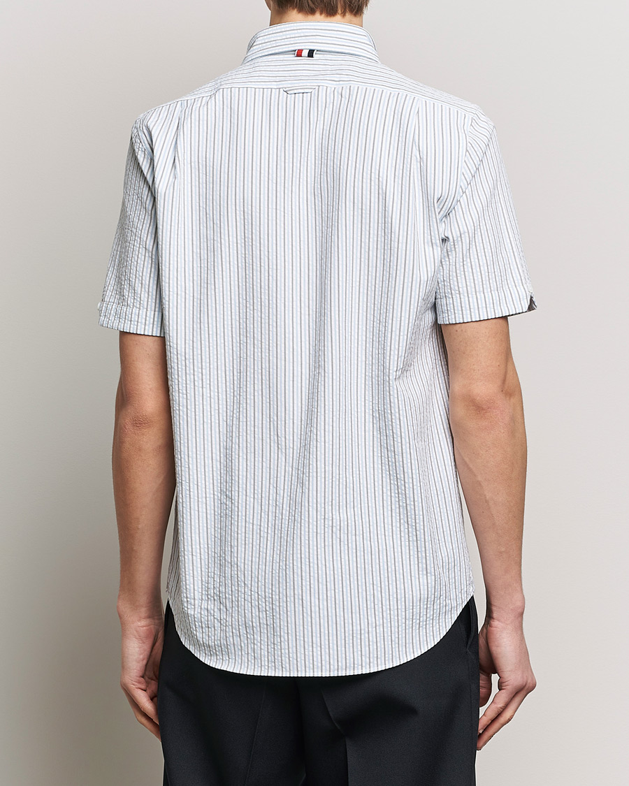Mies | Kauluspaidat | Thom Browne | Short Sleeve Seersucker Shirt Light Blue