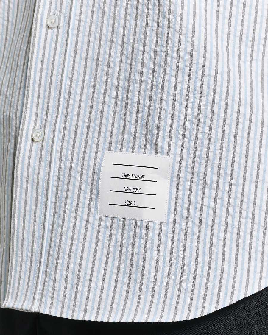 Mies | Kauluspaidat | Thom Browne | Short Sleeve Seersucker Shirt Light Blue
