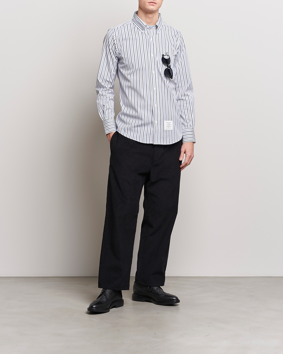 Mies | Kauluspaidat | Thom Browne | Button Down Poplin Shirt Navy Stripes