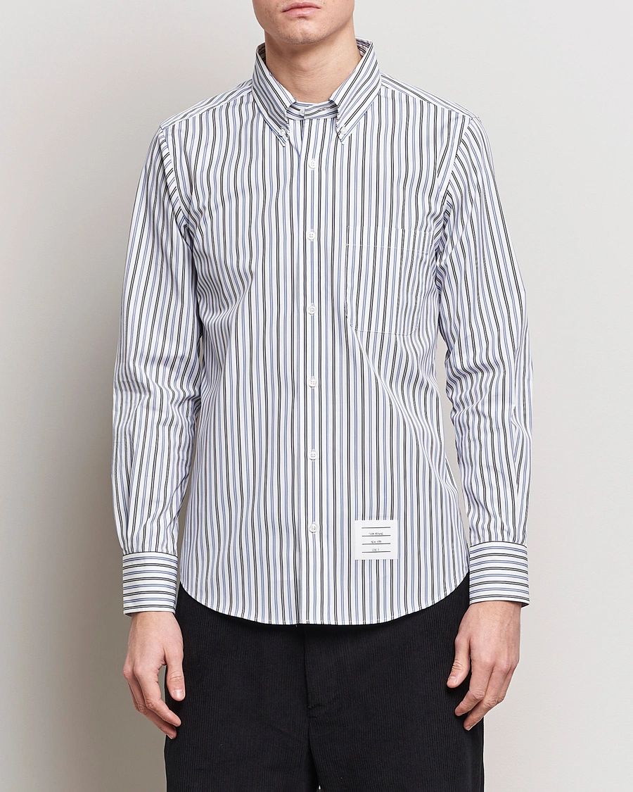 Mies |  | Thom Browne | Button Down Poplin Shirt Navy Stripes