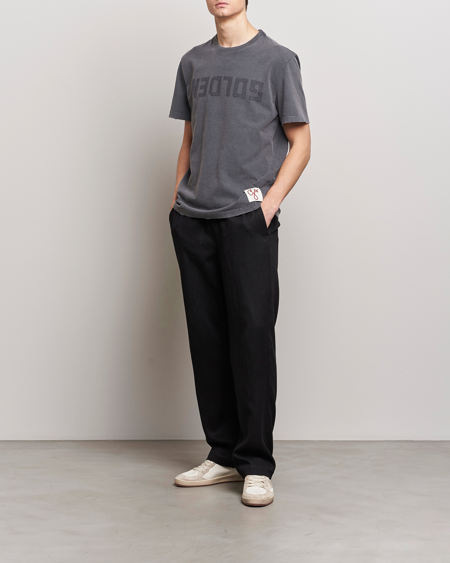 Mies | T-paidat | Golden Goose | Deluxe Brand Distressed Cotton Logo T-Shirt Anthracite