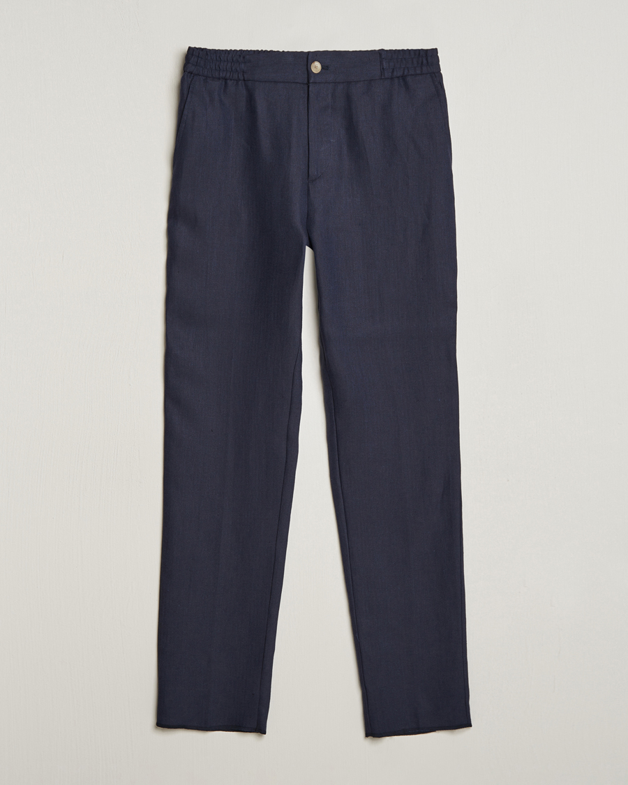 Mies | Housut | Etro | Linen Drawstring Trousers Navy