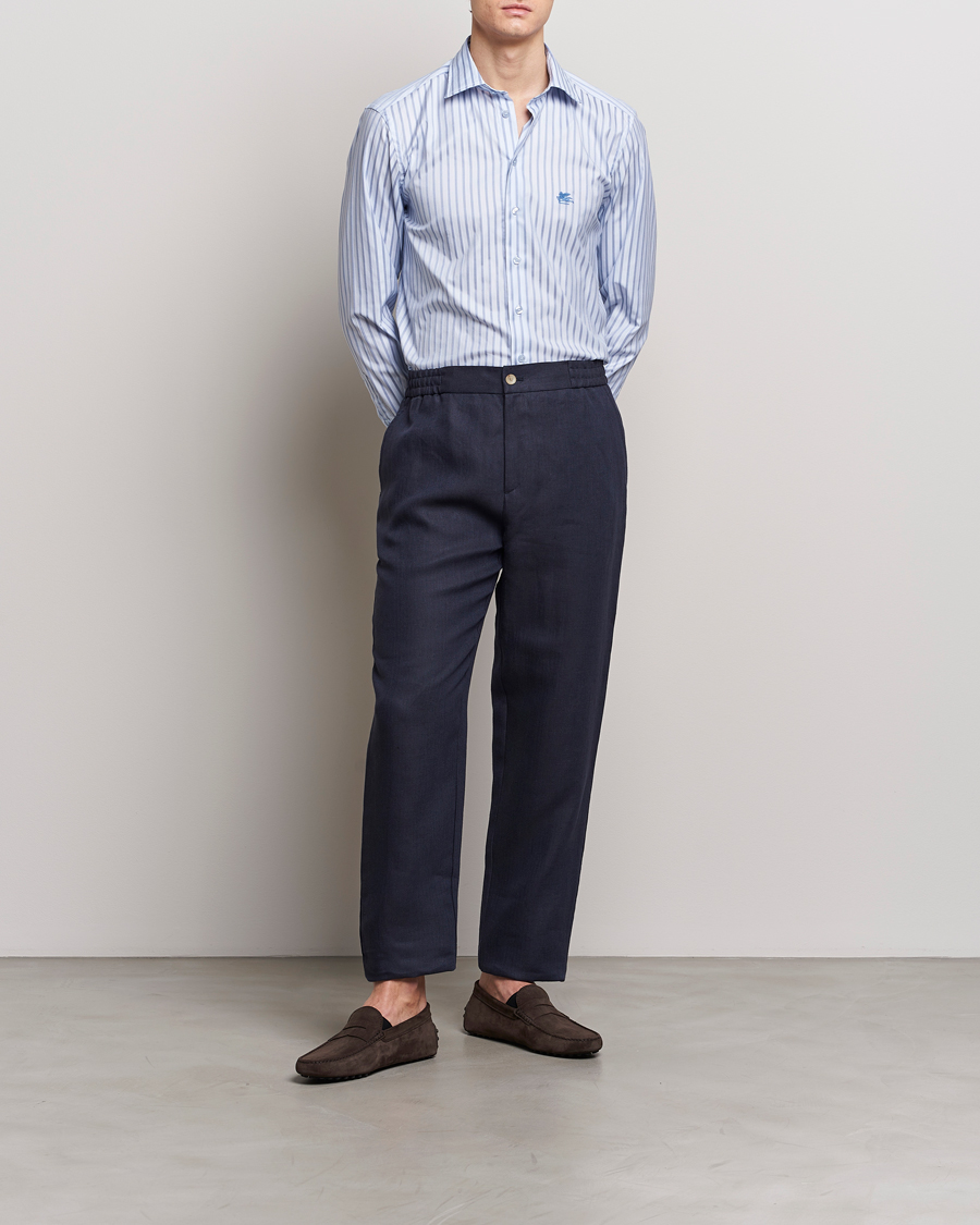 Mies | Housut | Etro | Linen Drawstring Trousers Navy