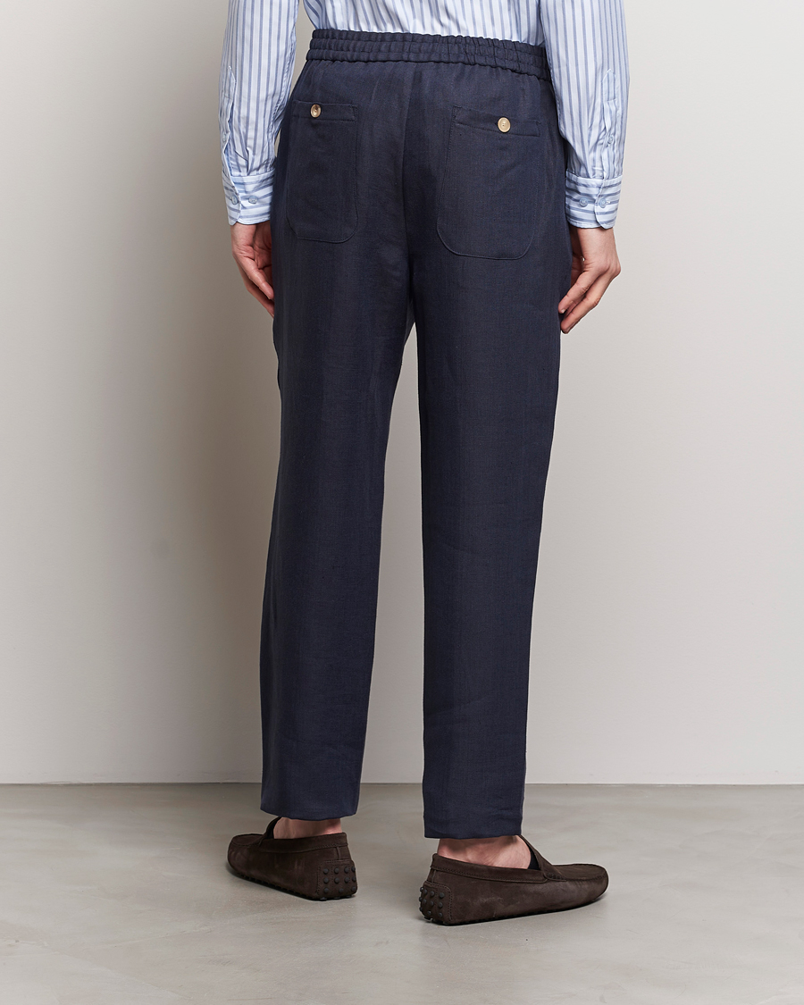 Mies | Housut | Etro | Linen Drawstring Trousers Navy
