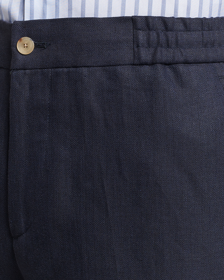 Mies | Housut | Etro | Linen Drawstring Trousers Navy