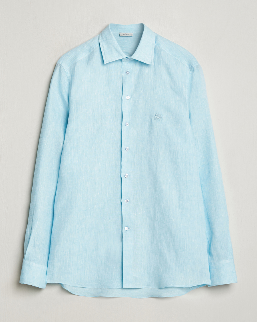 Mies | Kauluspaidat | Etro | Slim Fit Linen Shirt Light Blue