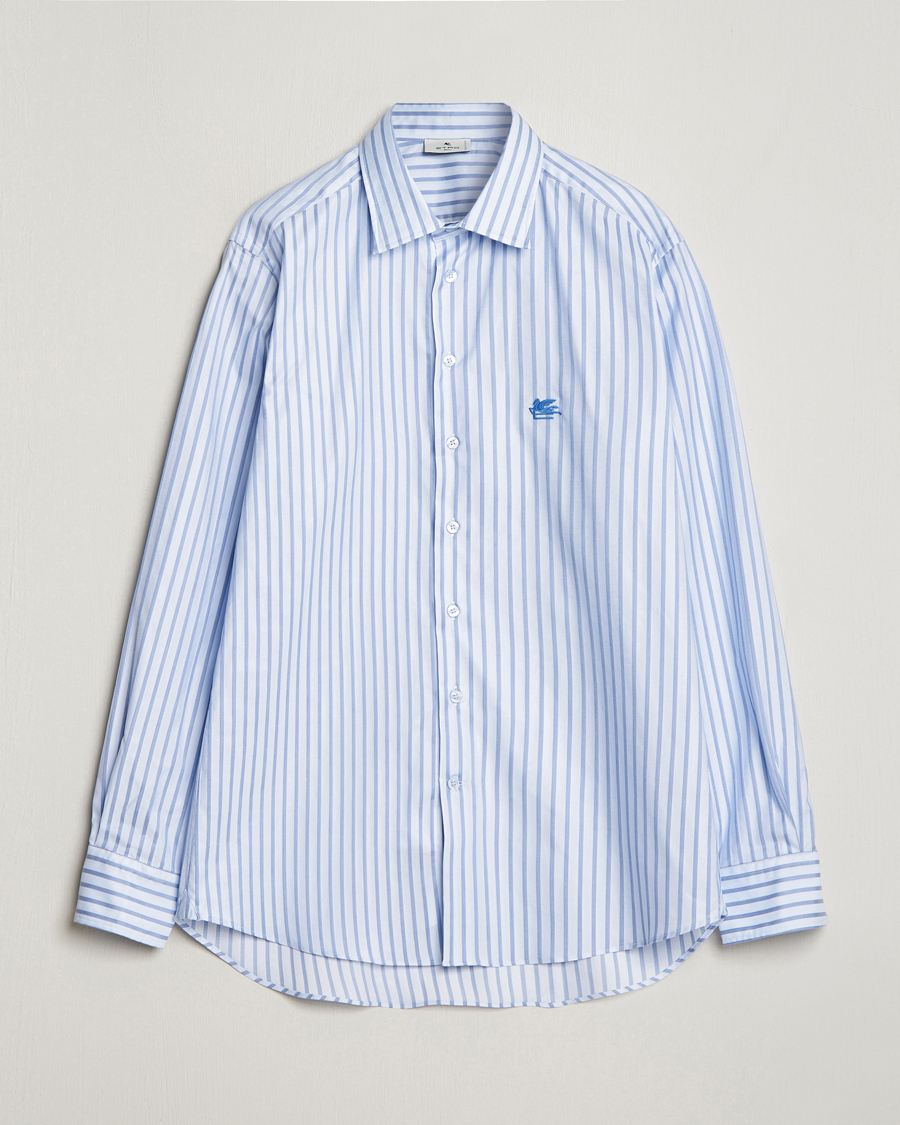 Mies | Kauluspaidat | Etro | Slim Fit Striped Cotton Shirt Light Blue