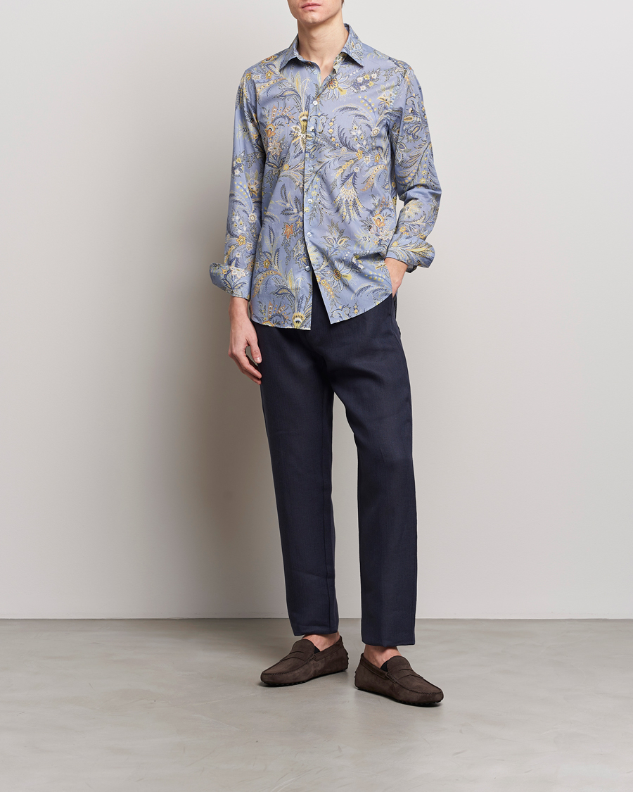 Mies | Kauluspaidat | Etro | Slim Fit Floral Print Shirt Azzurro