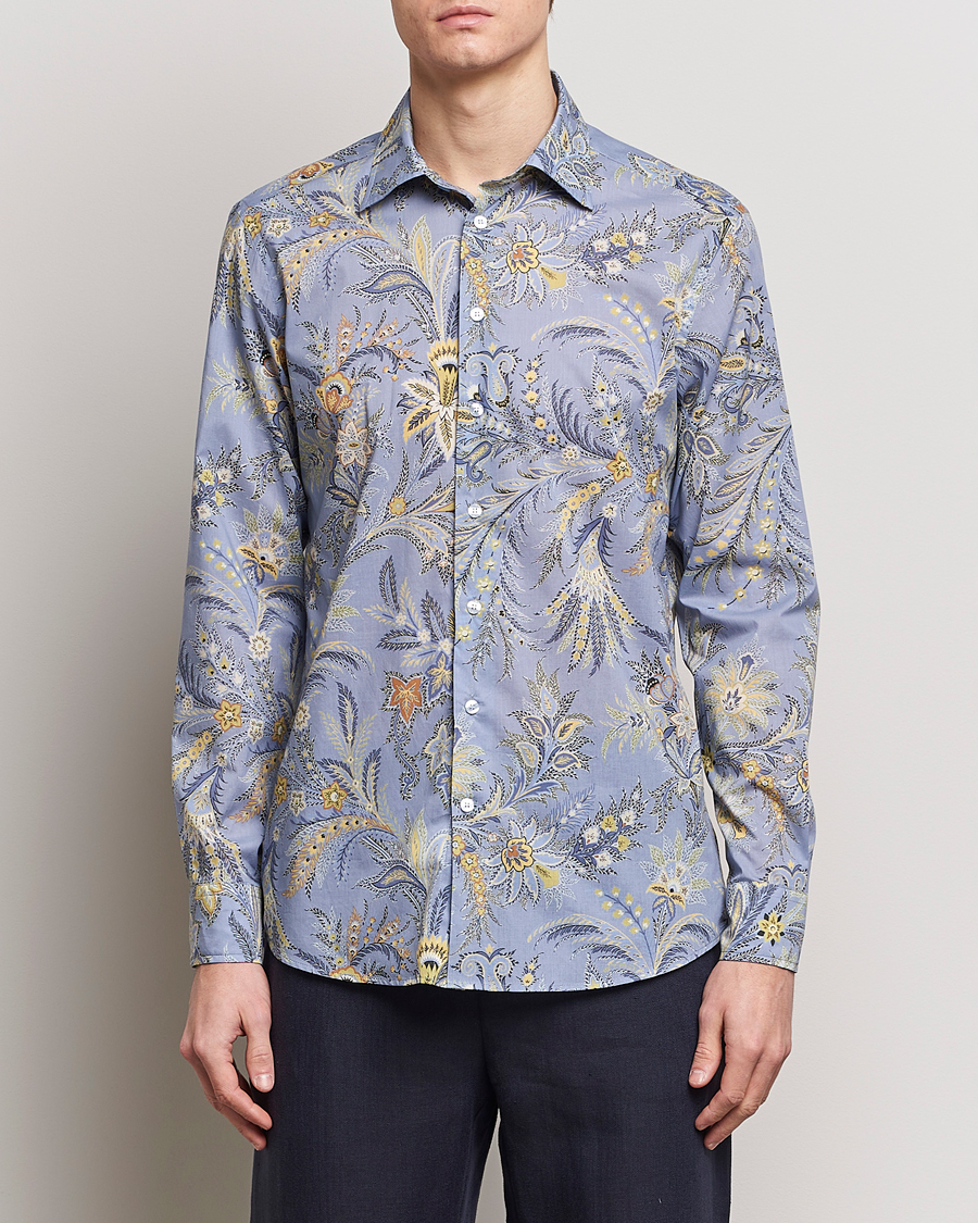 Mies | Kauluspaidat | Etro | Slim Fit Floral Print Shirt Azzurro
