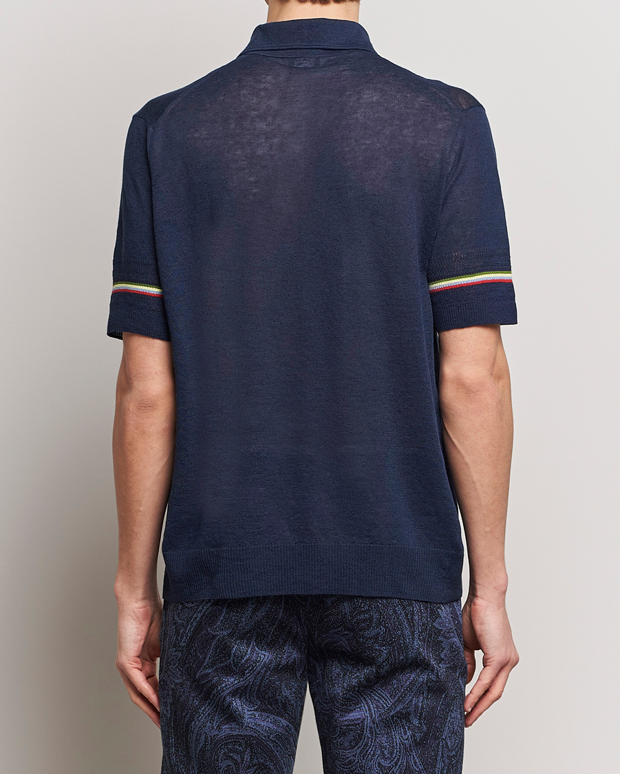 Mies | Pikeet | Etro | Knitted Cotton/Linen Polo Navy