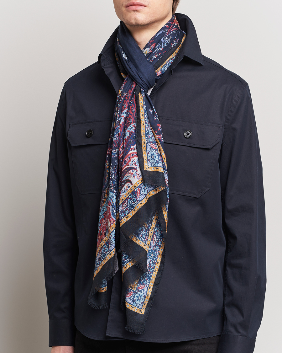 Mies | Etro Modal/Cashmere Printed Scarf Navy | Etro | Modal/Cashmere Printed Scarf Navy