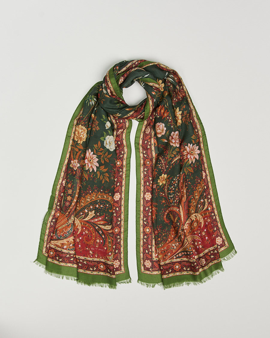 Mies | Etro Modal/Cashmere Printed Scarf Green/Burgundy | Etro | Modal/Cashmere Printed Scarf Green/Burgundy